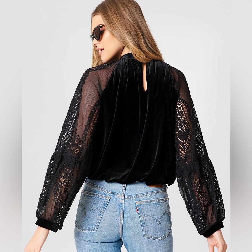 Free people dream team velvet lace top small
